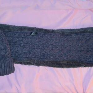 Beanie Fur Hat With Pom Pom & Infinity Reversible Scarf Set